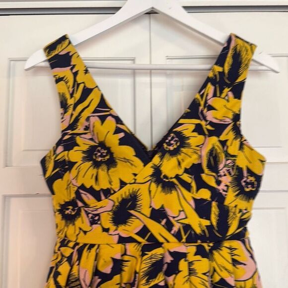 J.Crew floral pique yellow fit and flare sundress 2 petite - Picture 4 of 11